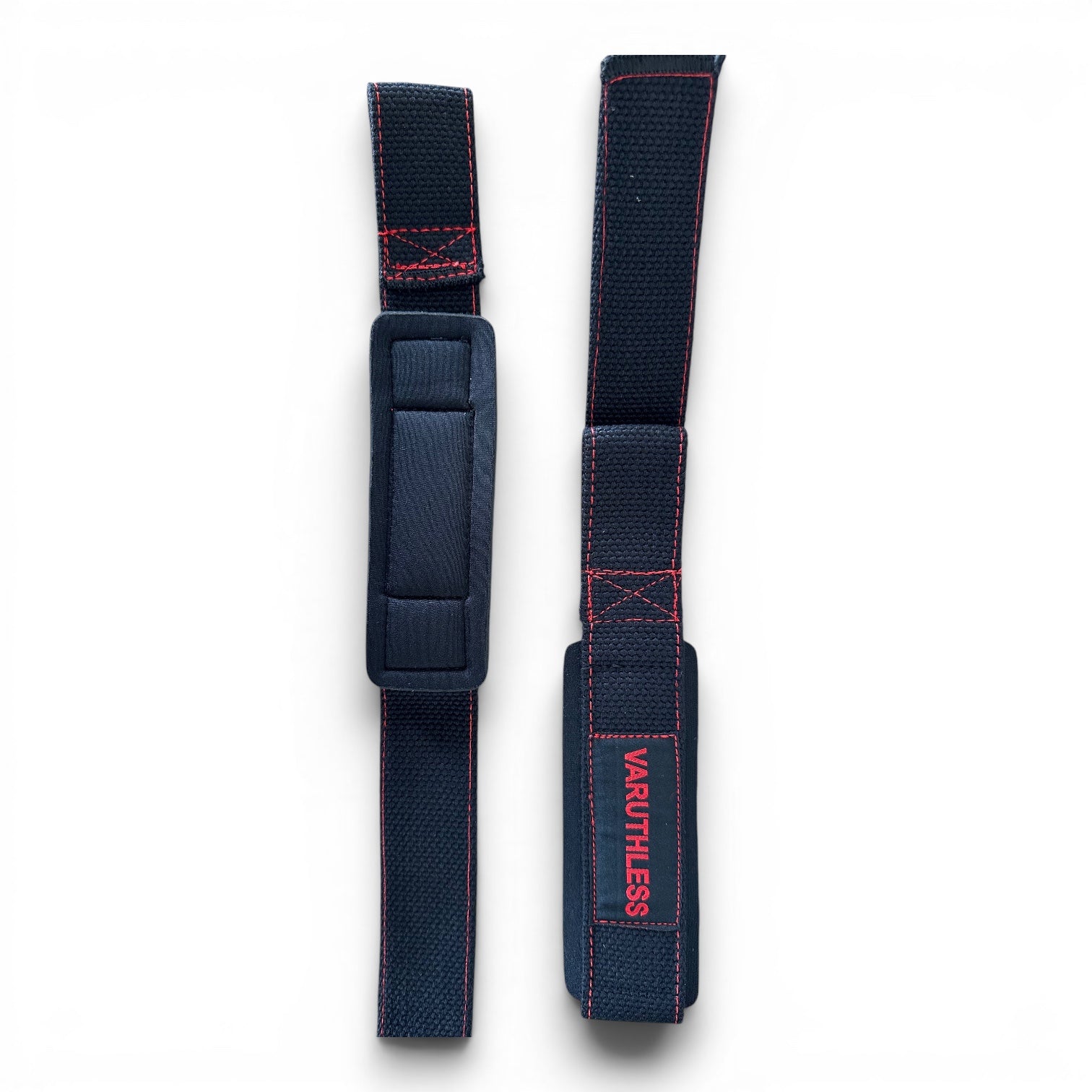 RUTHLESS Lifting Straps – Black/Red Stitching