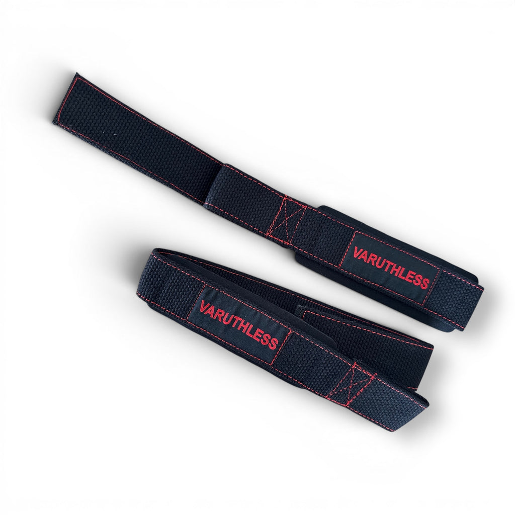 RUTHLESS Lifting Straps – Black/Red Stitching